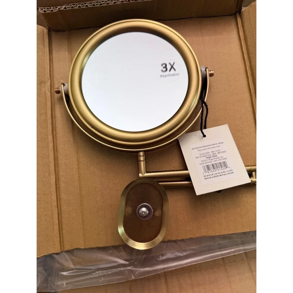 Hearth & Hand Wall Mounted Swivel Mirror Unisex OS Brass‎ 3X Magnification NWT
